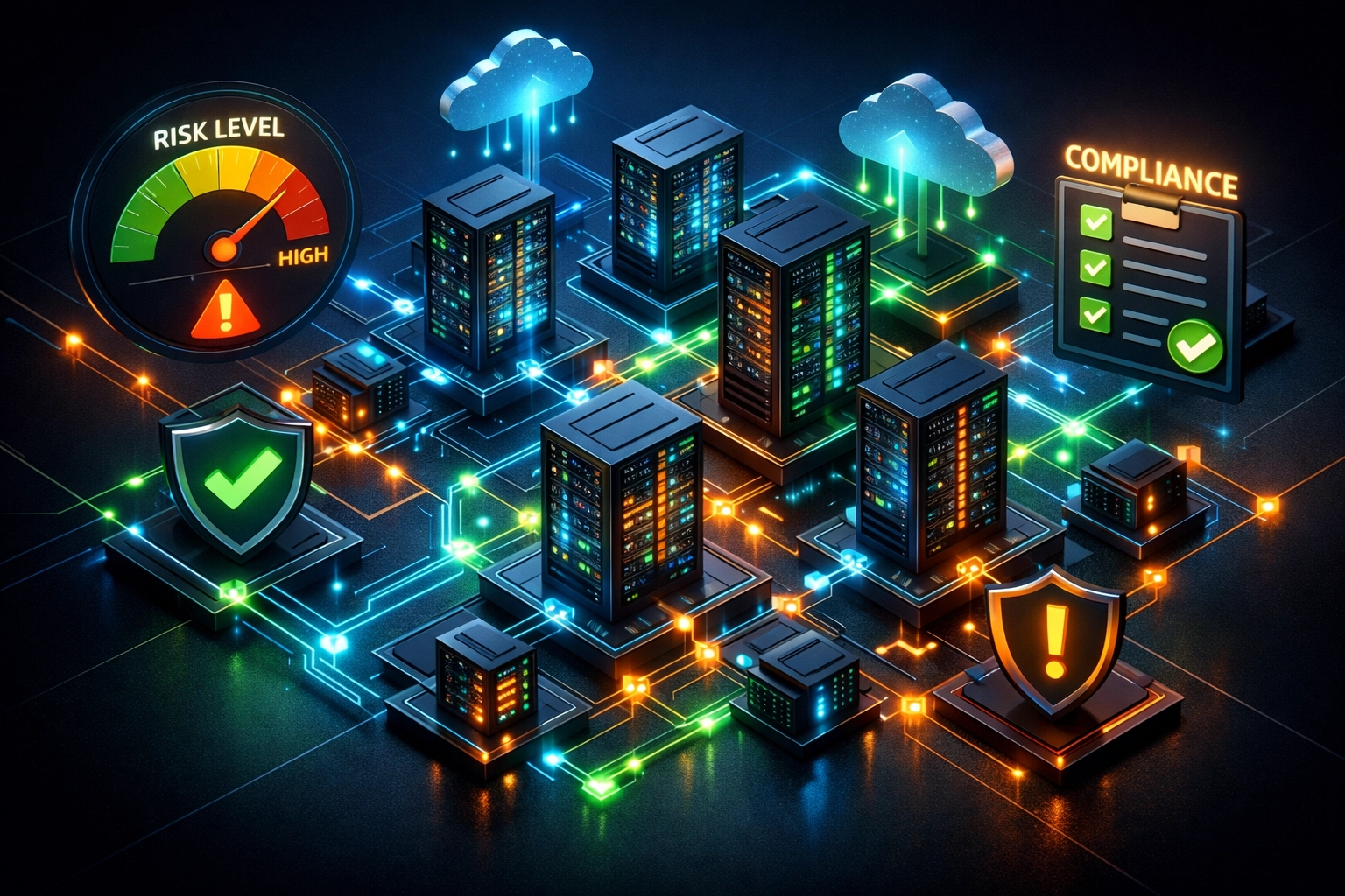 Integrated ServiceNow ITOM and IRM infrastructure showing real-time risk management capabilities