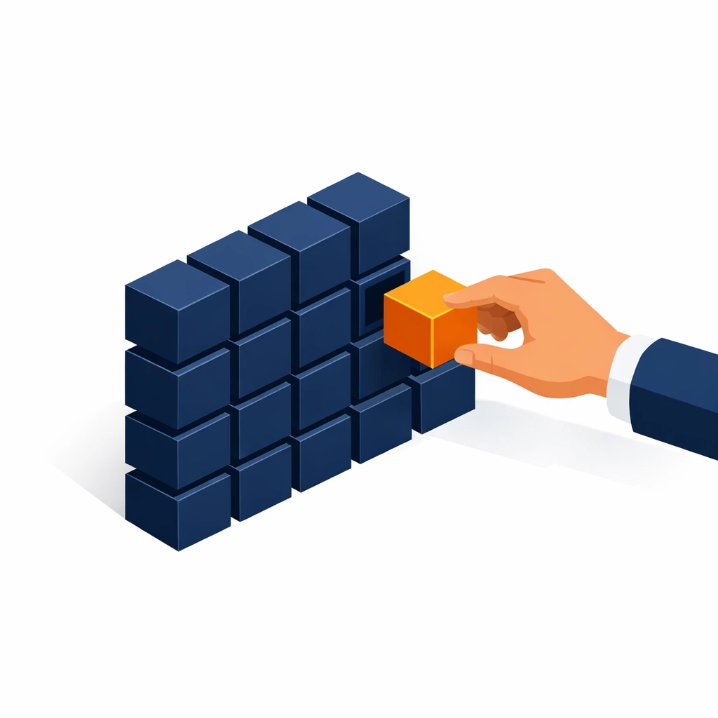 A modular customer education curriculum design featuring interchangeable learning blocks.