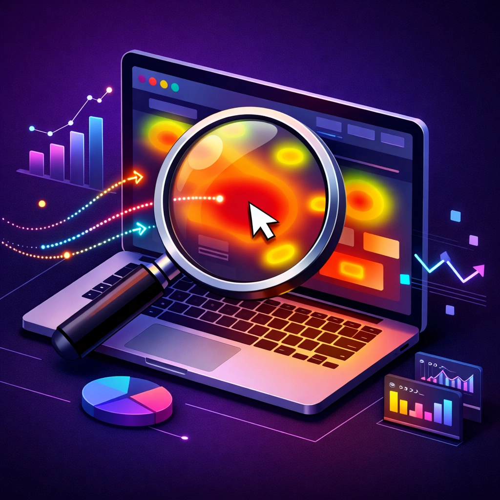 Website heatmap analysis showing visitor clicks and scrolling behavior for conversion optimization