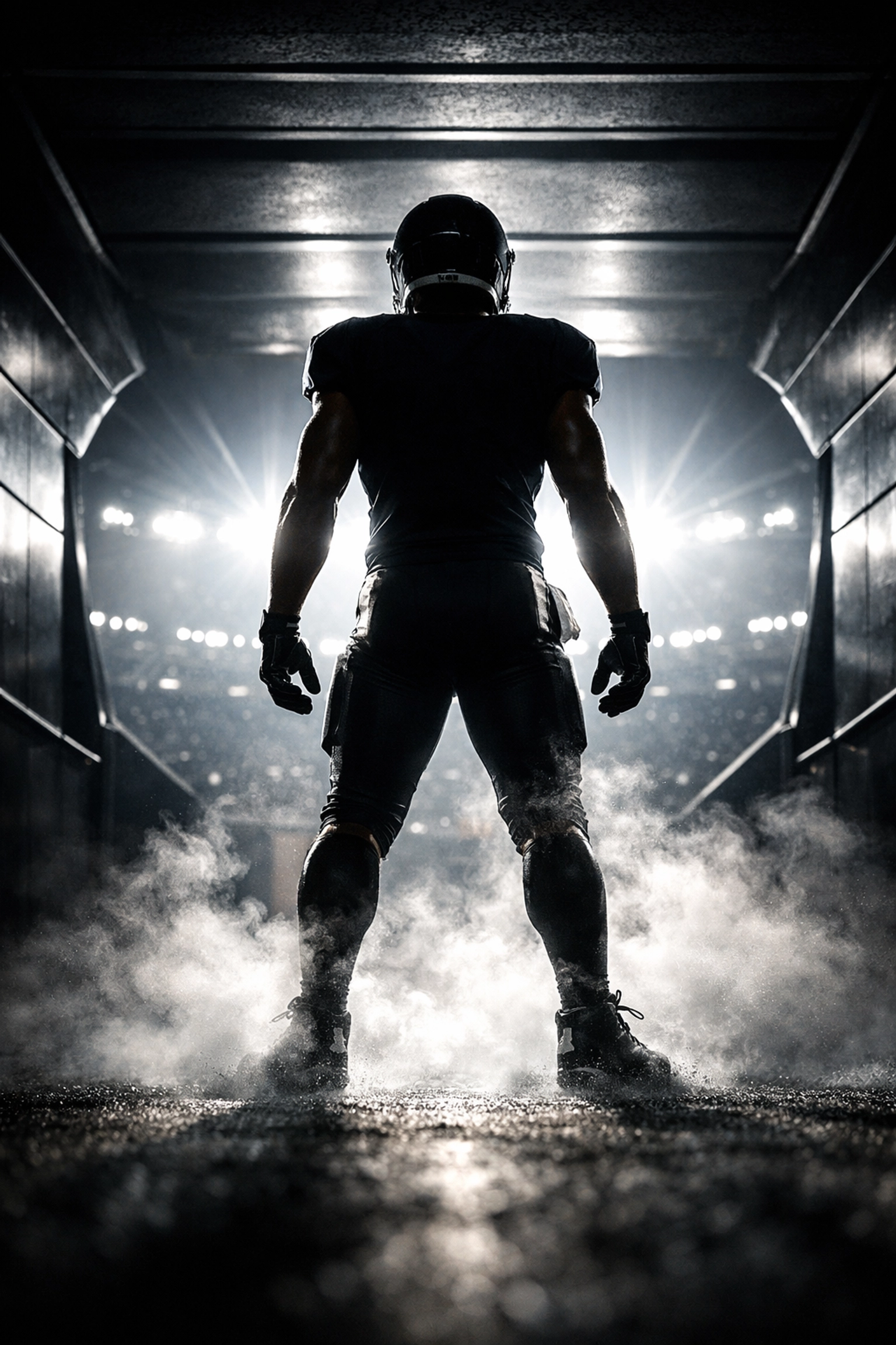 A professional athlete preparing to enter the stadium, representing high-performance sports branding.
