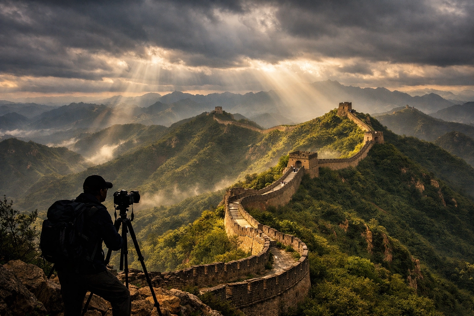 A photographer captures the Great Wall of China, one of the most instagrammable places in the world.