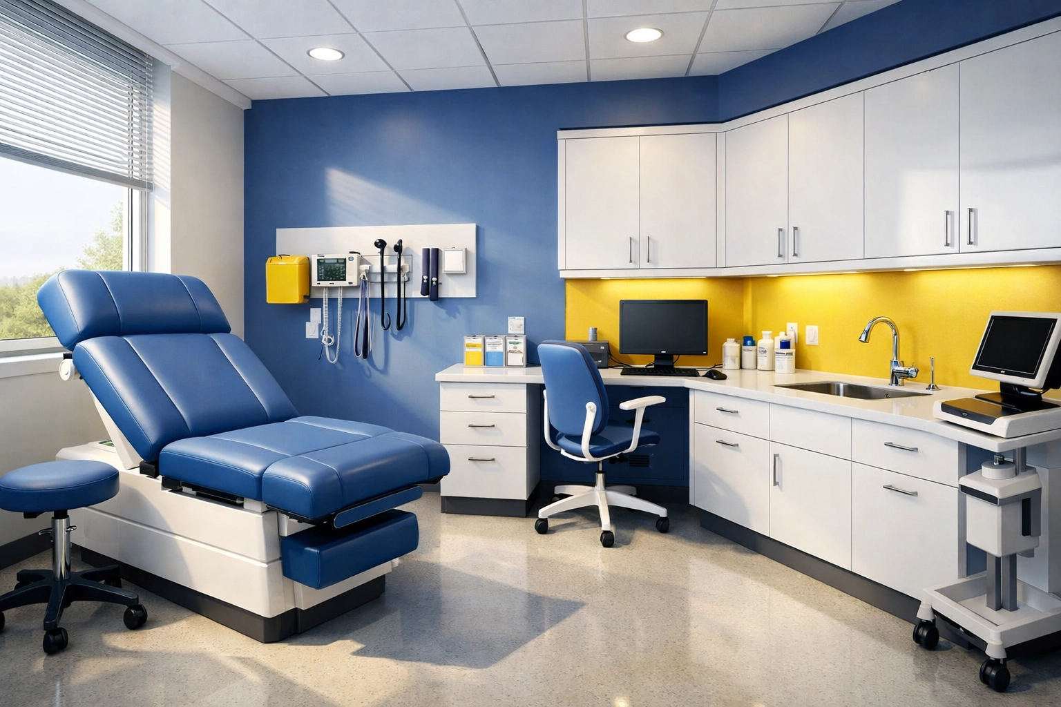 Spotless medical examination room in Lancaster, MA, professionally cleaned for clinical safety.