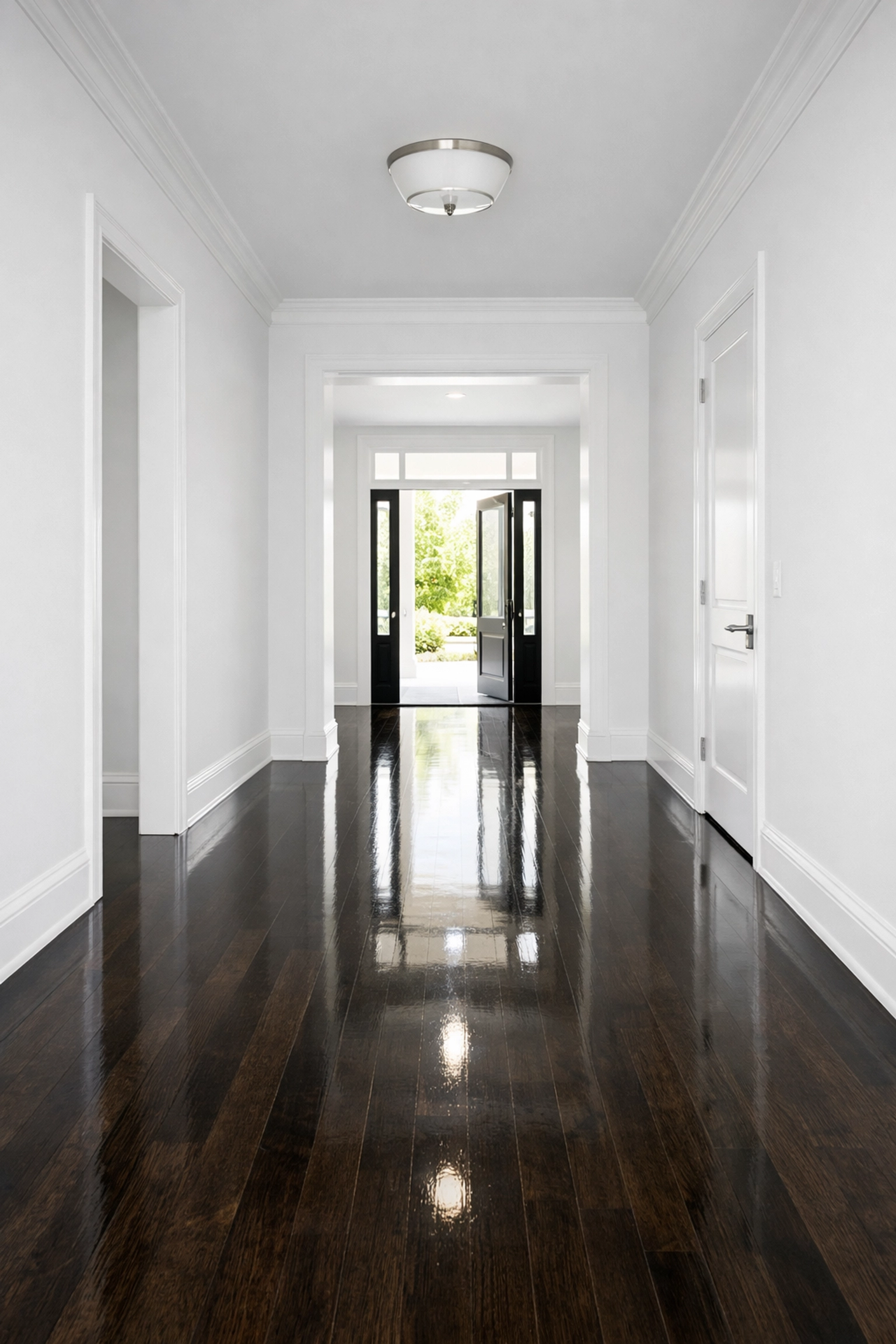 Polished hardwood floors in a move-in ready home after professional house cleaning in Littleton, MA.