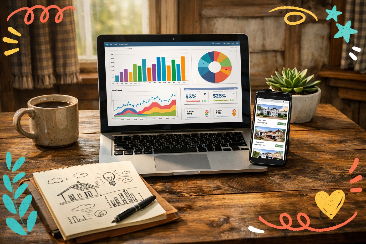 Real estate data and market analytics on laptop for home selling in North Metro Atlanta