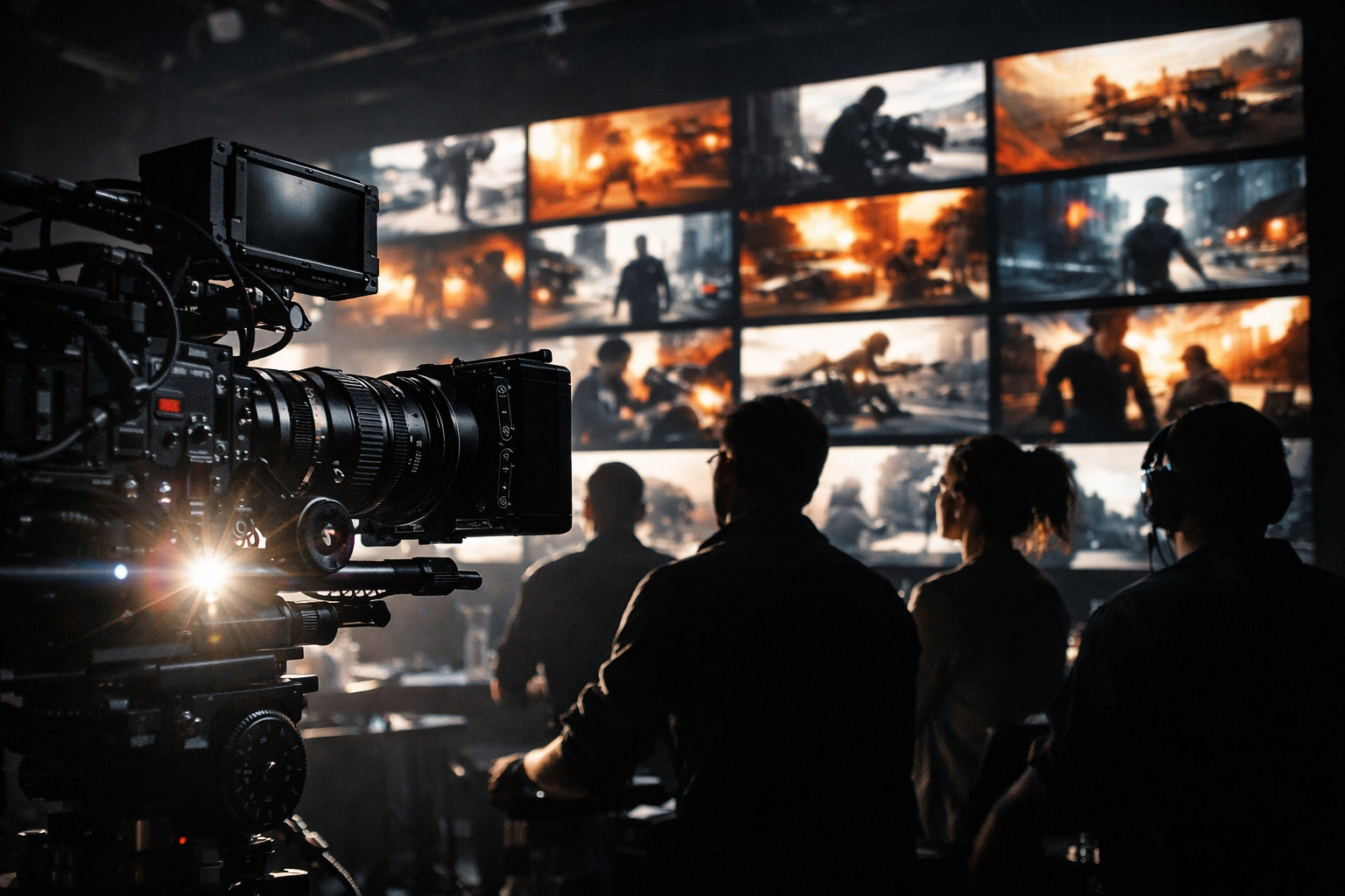 Creative marketing professionals reviewing cinematic storyboards to boost Super Bowl ROI.