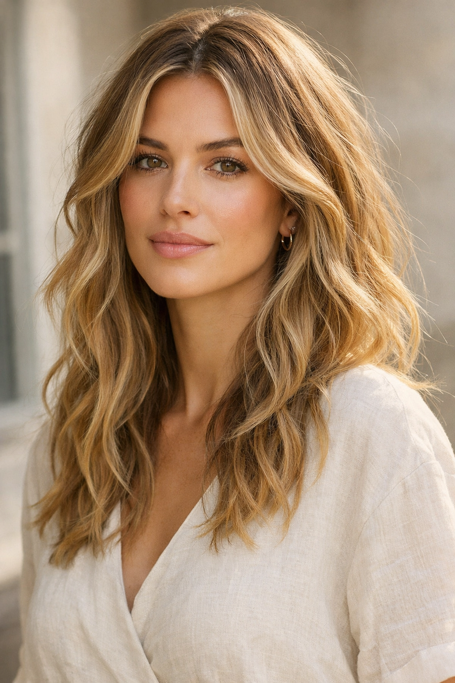 Stunning blonde balayage and soft beach waves, a top hair trend at our Concord, NH salon.