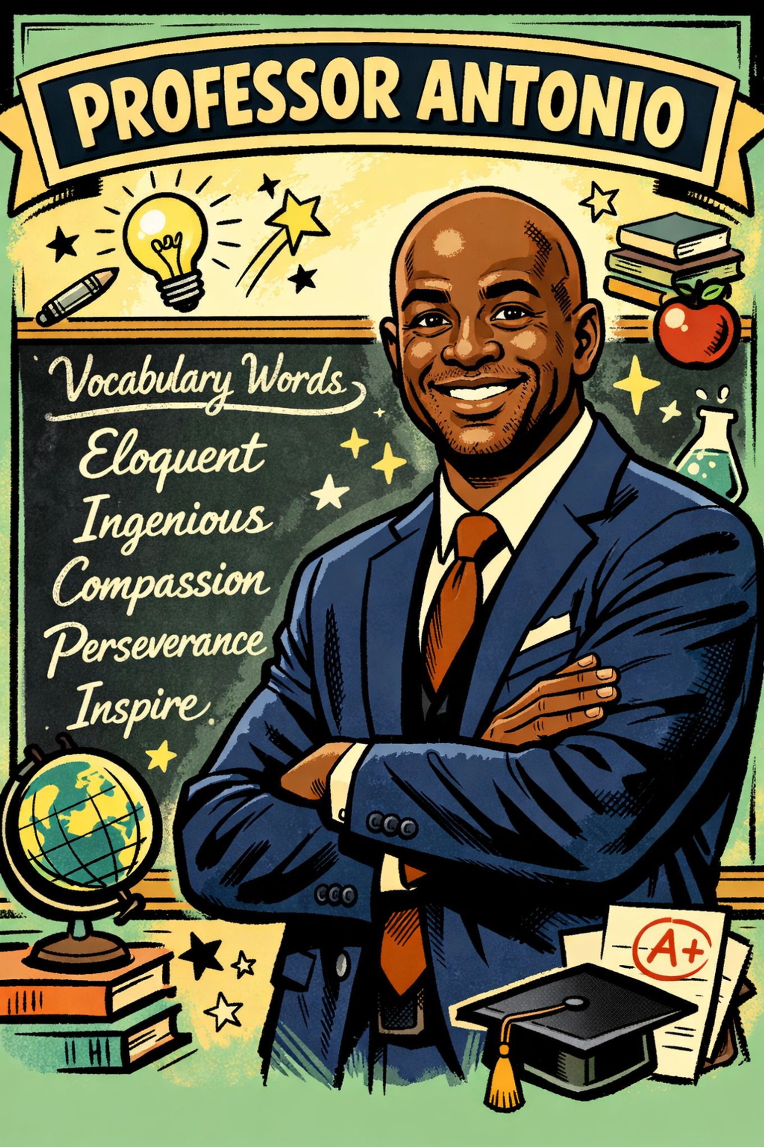 Professor Antonio teaching vocabulary words to St. Petersburg youth through CRC literacy program