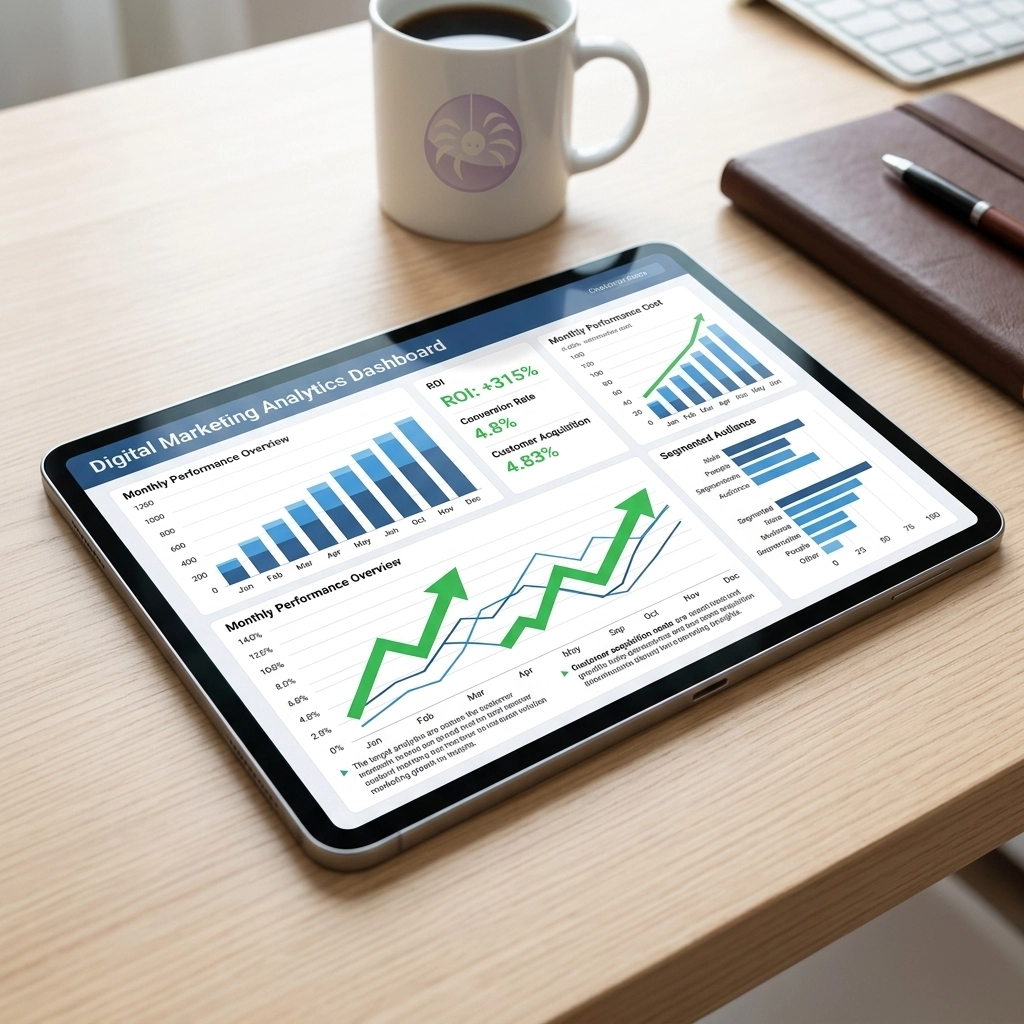 Maximize Your ROI with a Google Partner 16 A digital dashboard showing high ROI and positive growth trends