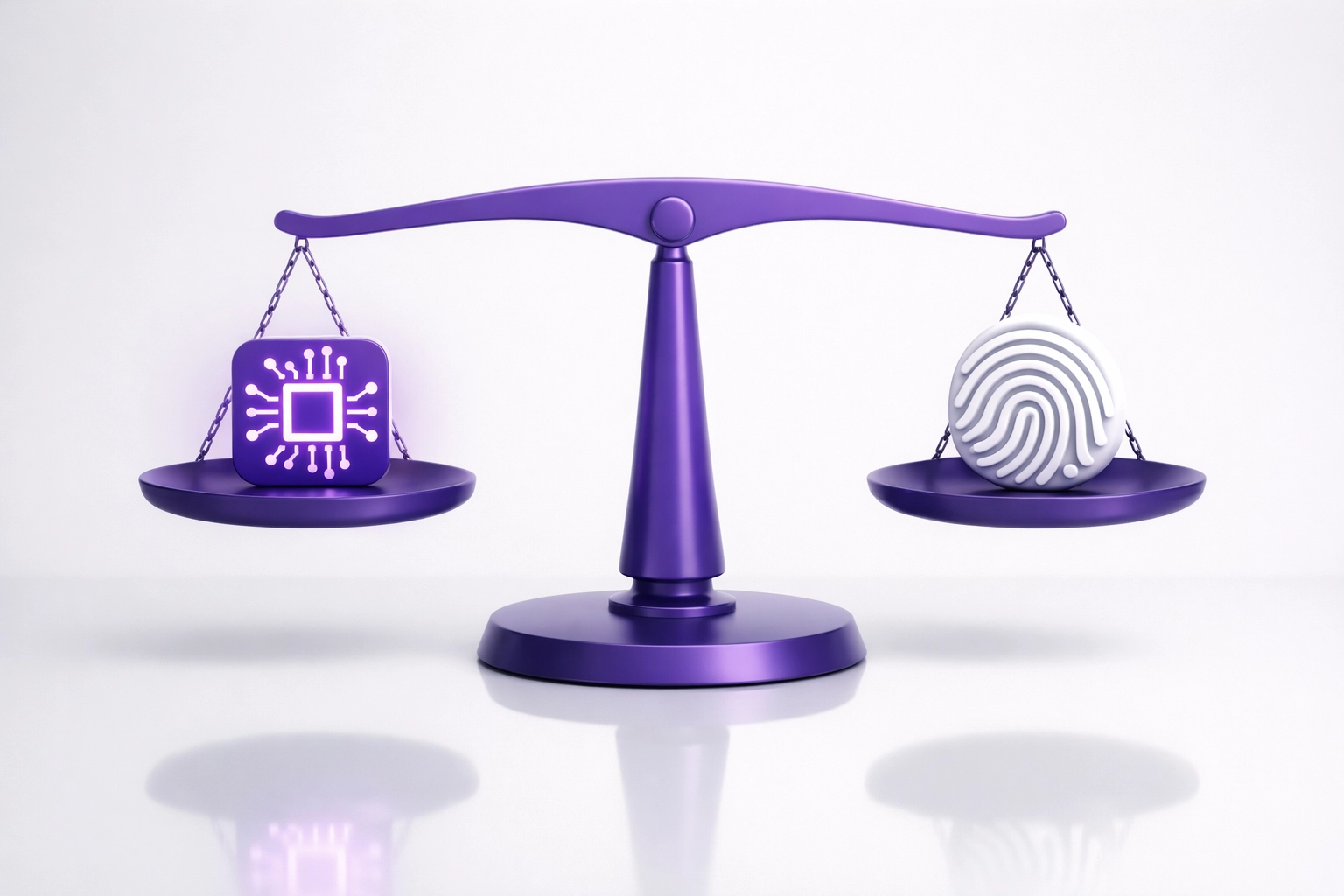 Balance scale icon illustrating the harmony between AI financial tools and professional human judgment in bookkeeping.