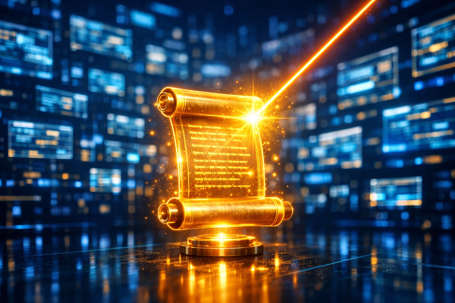 A glowing digital scroll representing a featured snippet result for TikTok SEO search rankings.