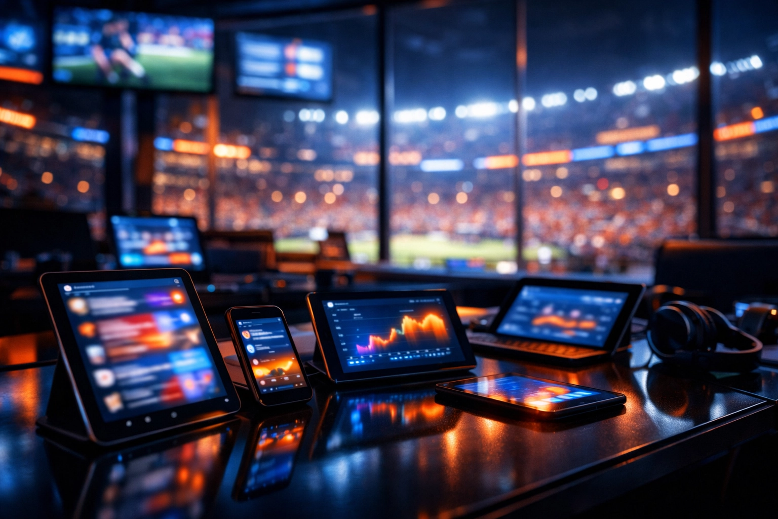 Command center displaying digital engagement data for Super Bowl fan sentiment and ROI tracking.