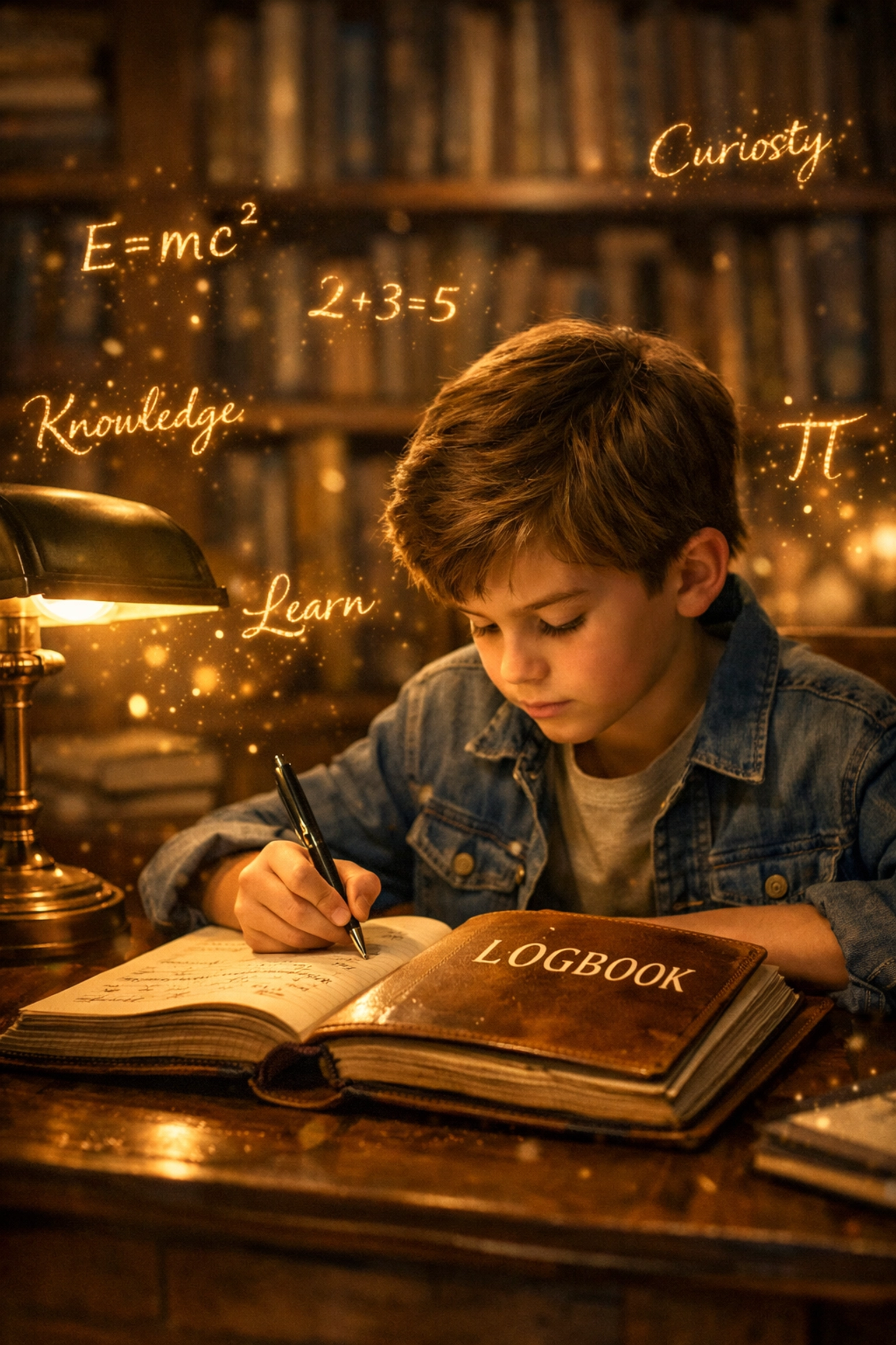 Student focused on 11 plus exam prep using a creative vocabulary logbook at a desk.