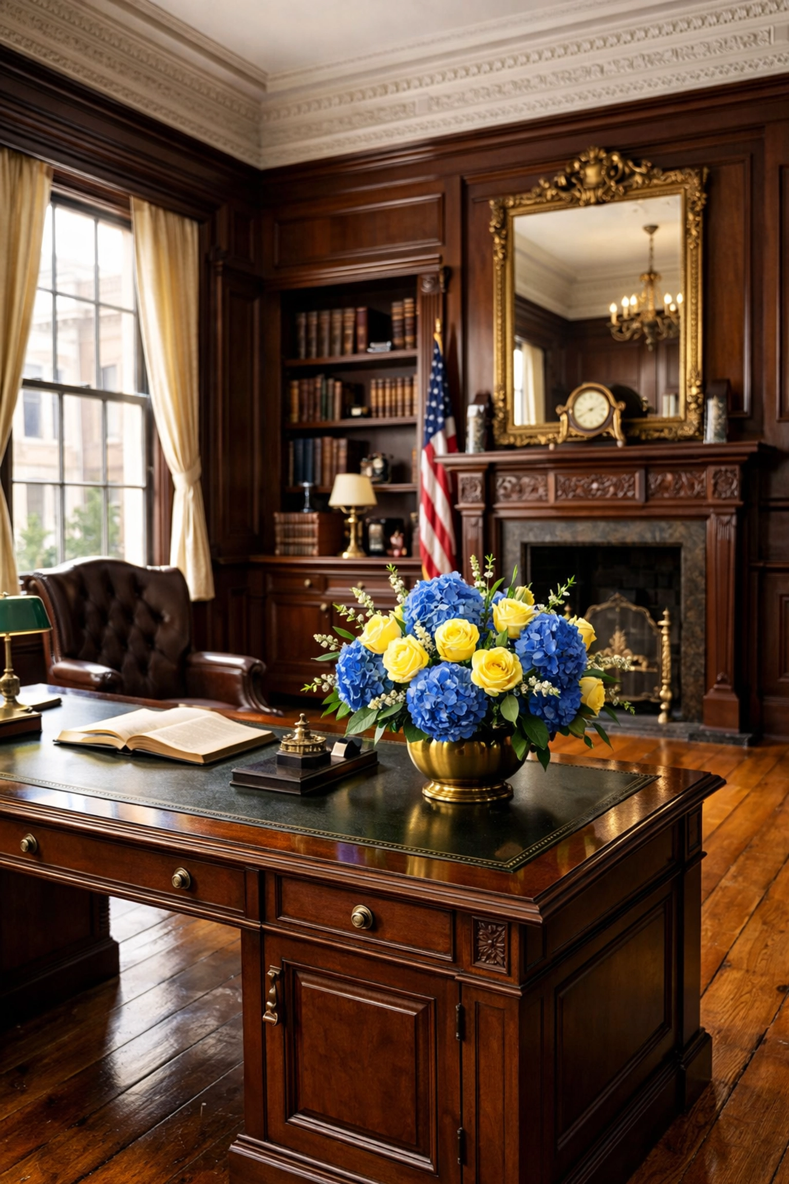 Professional historical site cleaning in a Salem MA office with polished wood and white crown molding.