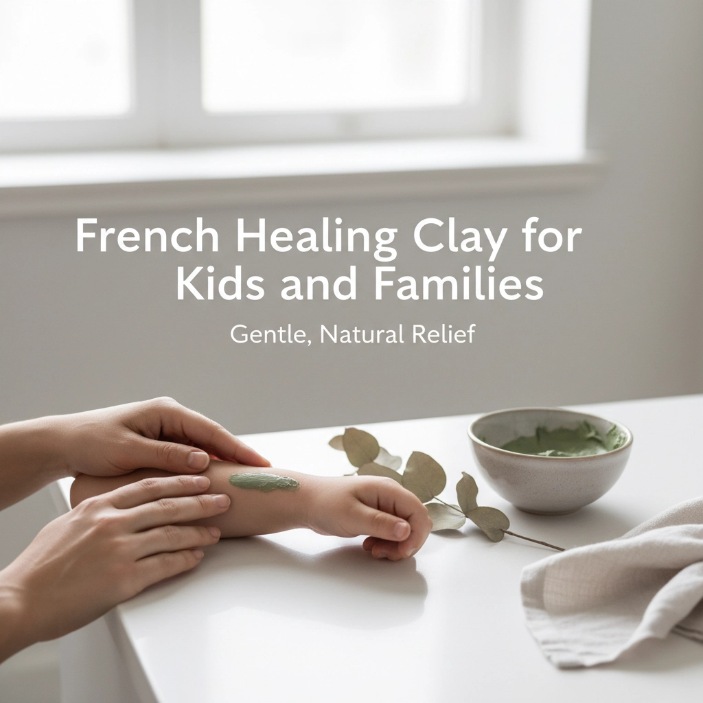 French Healing Clay family application showing safe, natural healing for children
