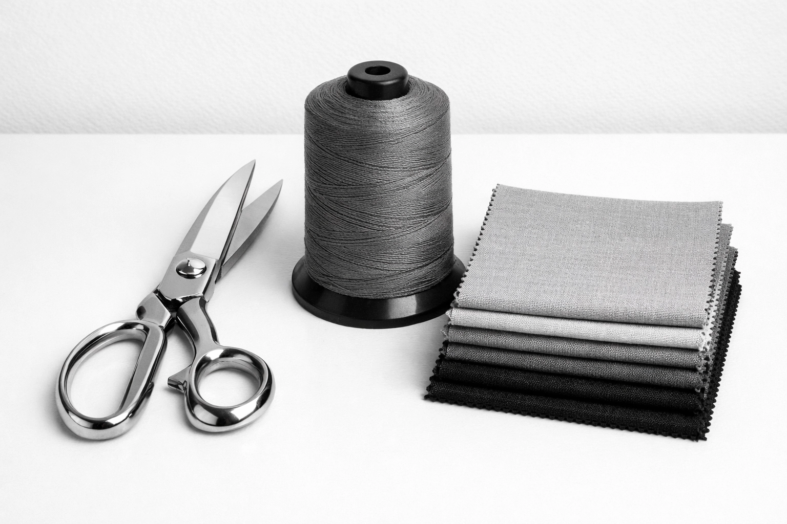 Professional upholstery tools and fabric swatches representing quality standards at a Chattanooga shop.