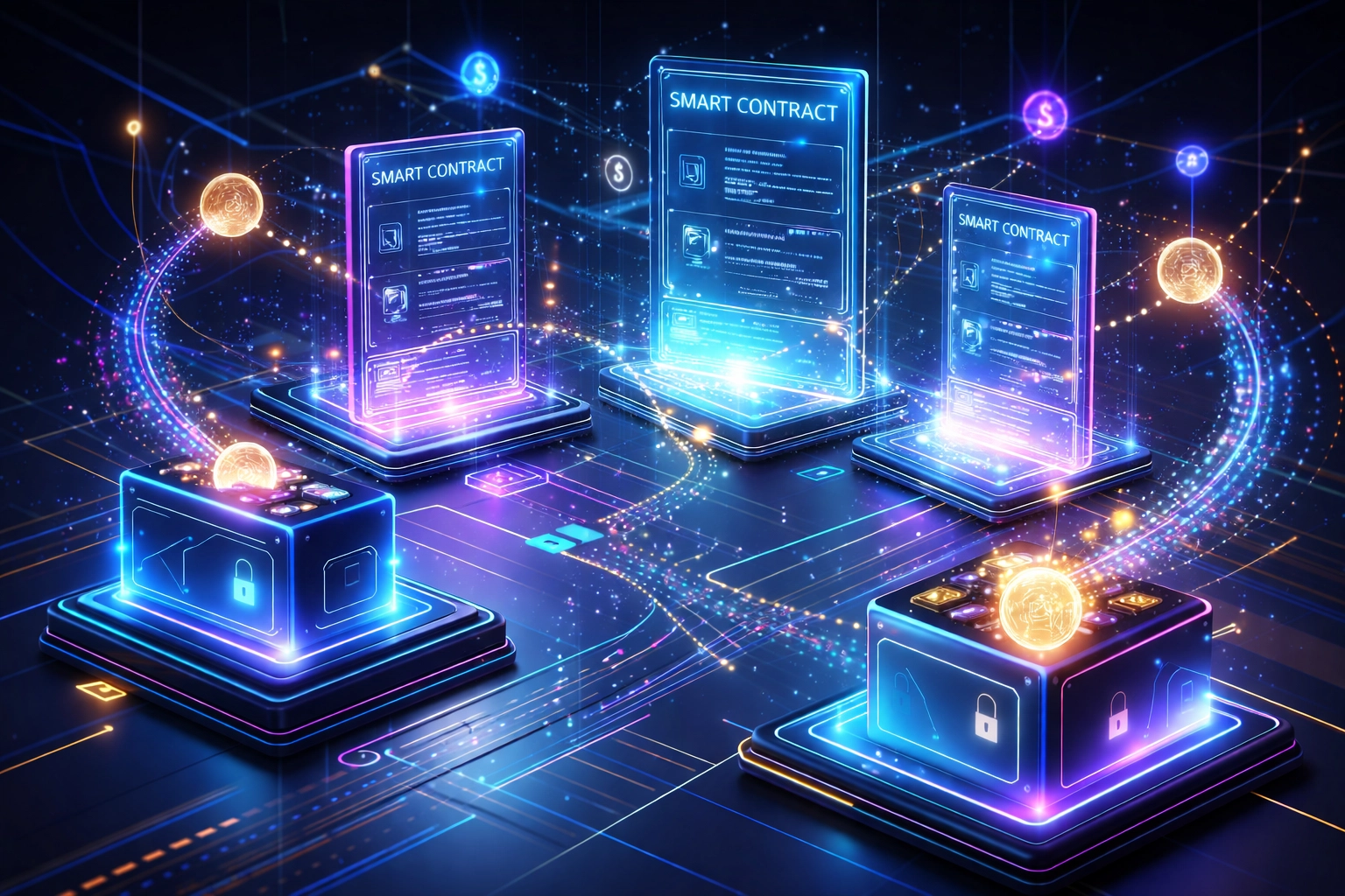 Automated finance ecosystem with digital smart contracts and seamless Web3 payment connections for bank-free businesses