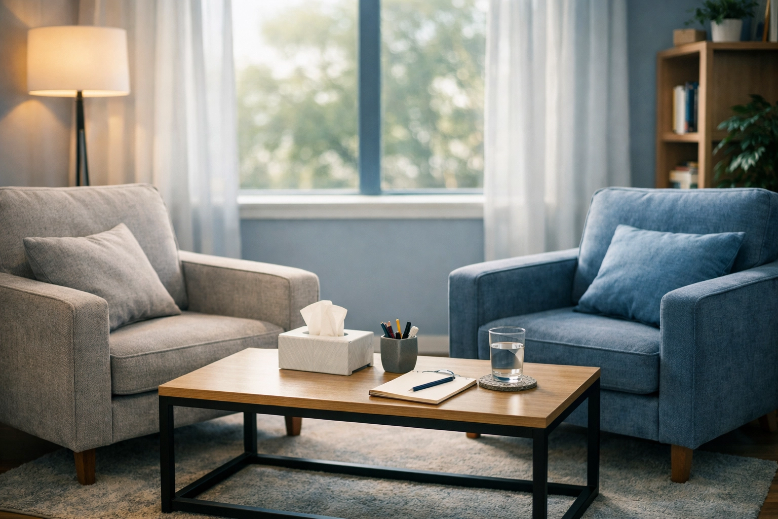 Professional divorce consultation office in Hampton Roads with comfortable meeting chairs