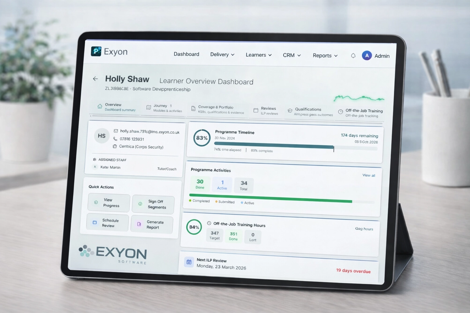 Training providers monitoring compliance on a secure dashboard featuring KCSIE safeguarding and UK-hosted data.
