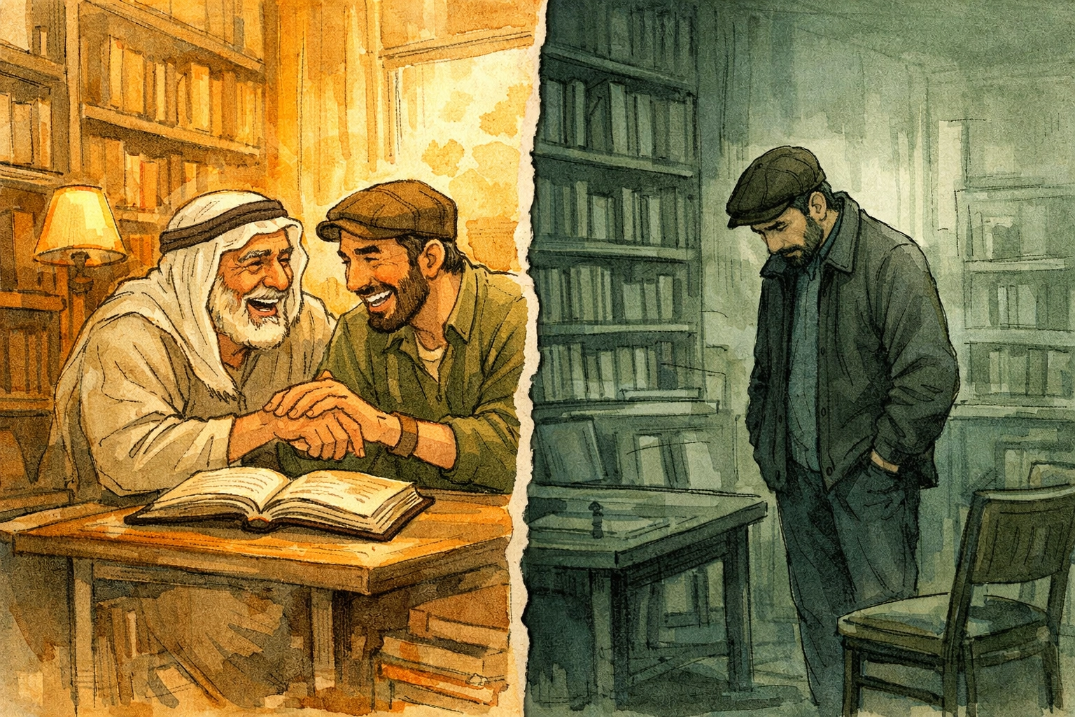 Past joy versus present loneliness in Cairo bookstore - MM romance tragedy over time