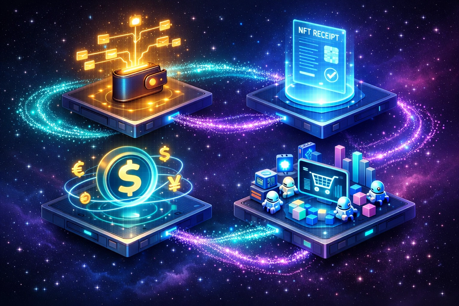 Larecoin's complete payment ecosystem with master wallets, NFT receipts, and LUSD stablecoin