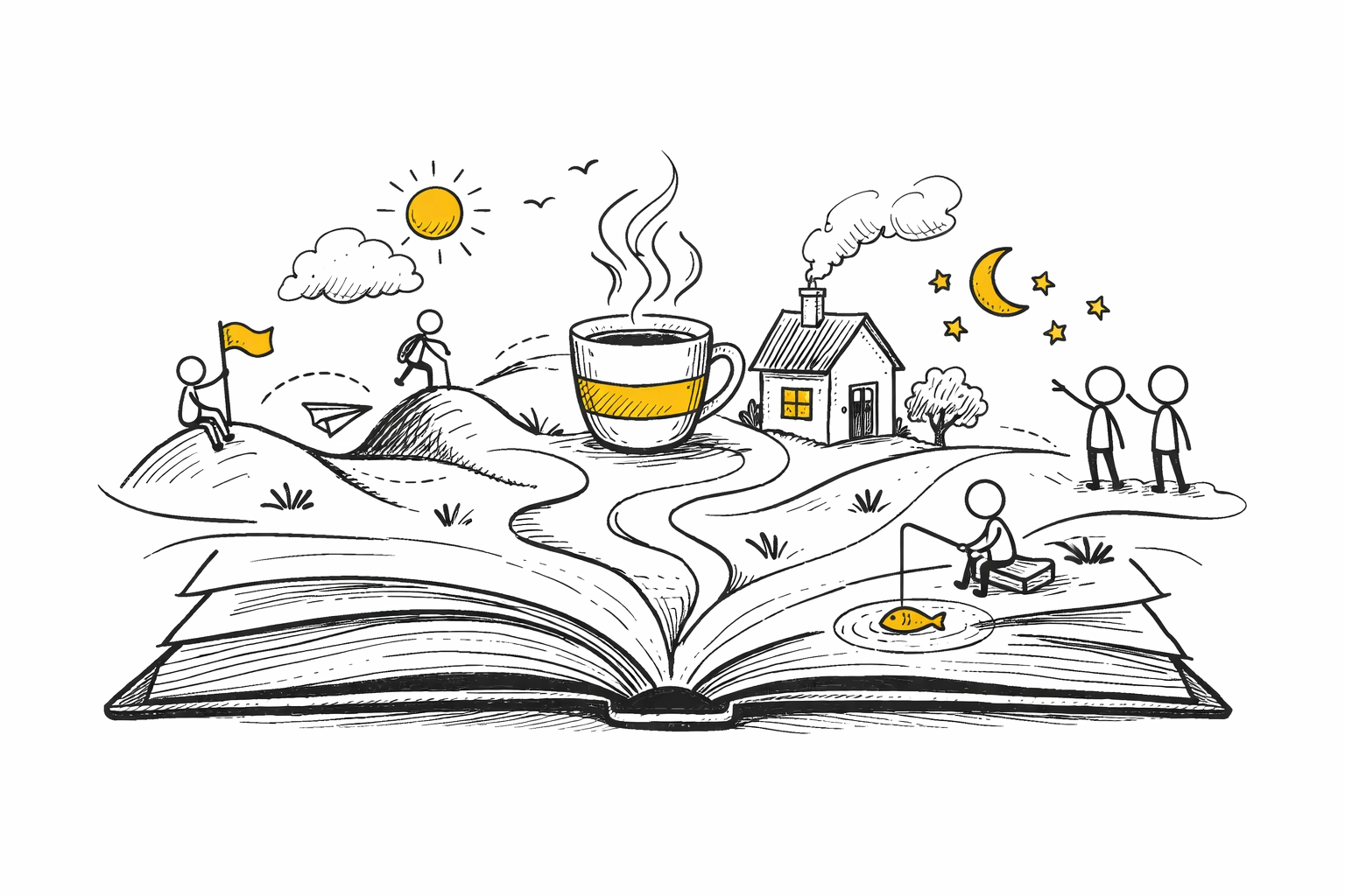 Storytelling in email marketing represented by open book with engaging narrative elements