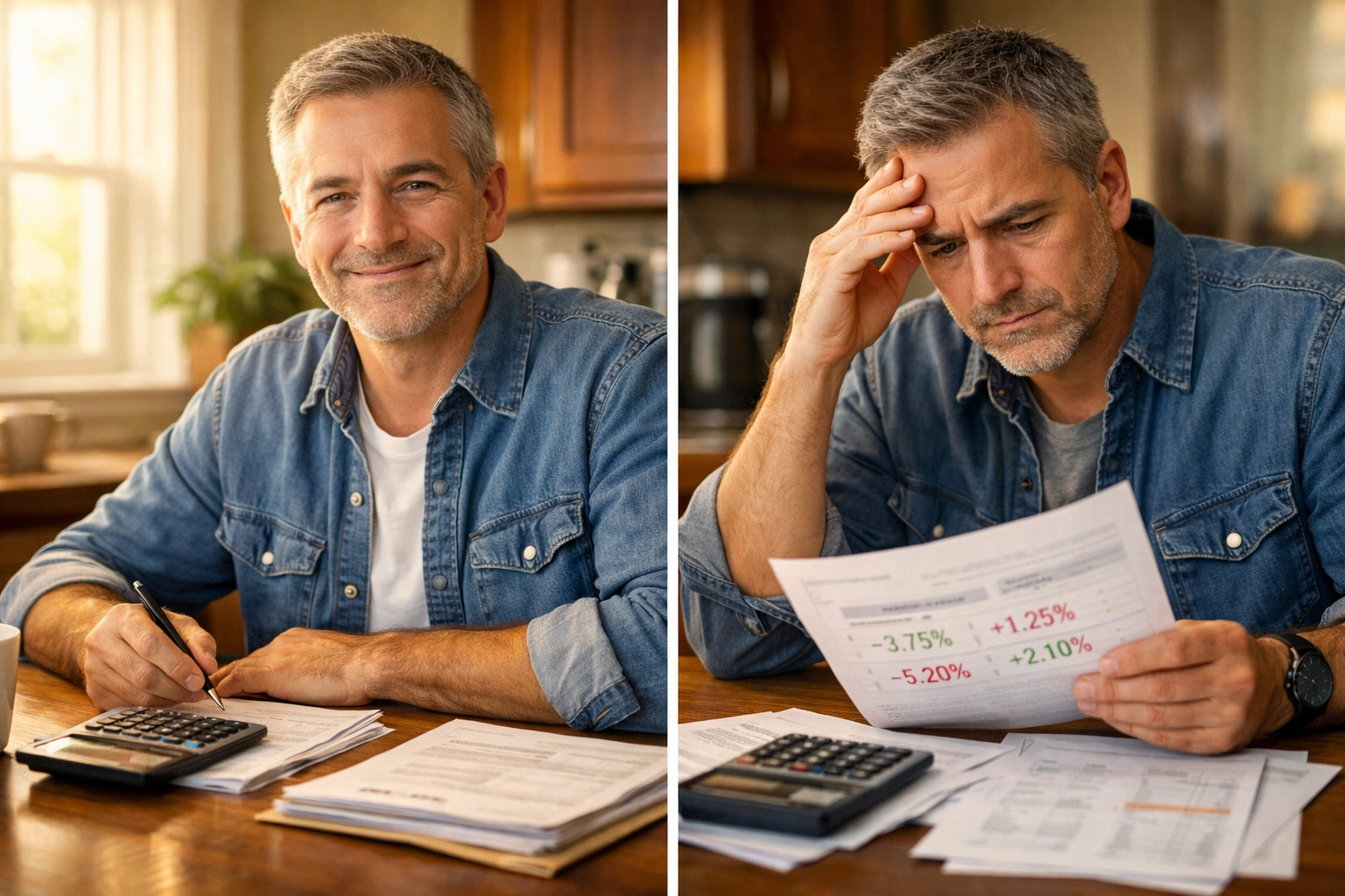 Montreal homeowner comparing fixed vs variable mortgage rates with financial documents