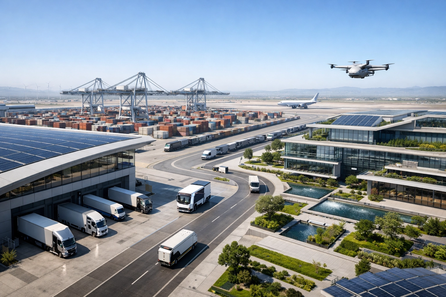Modern global operations and logistics hub representing Dakdan Worldwide’s scalable multi-sector expertise.