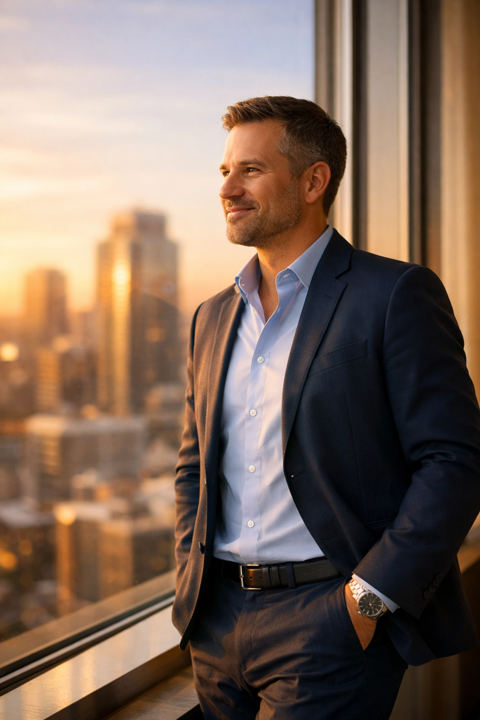 A confident entrepreneur enjoying time-freedom and business growth through automated follow-up systems.