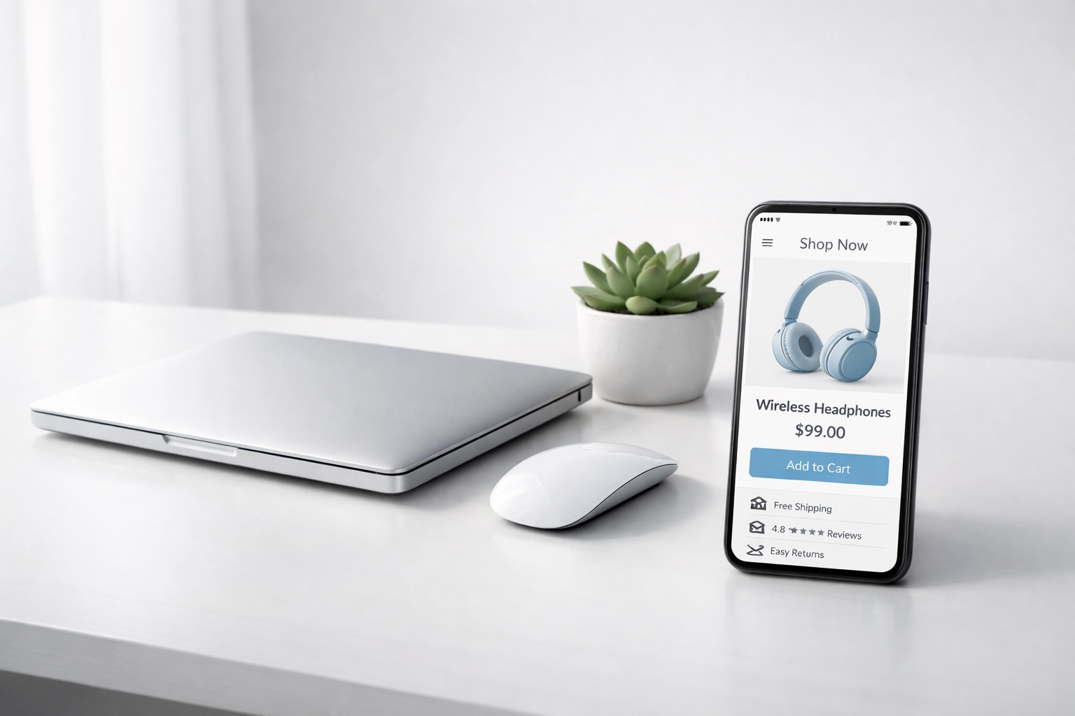 Clean workspace setup for selling digital products online with ecommerce platform
