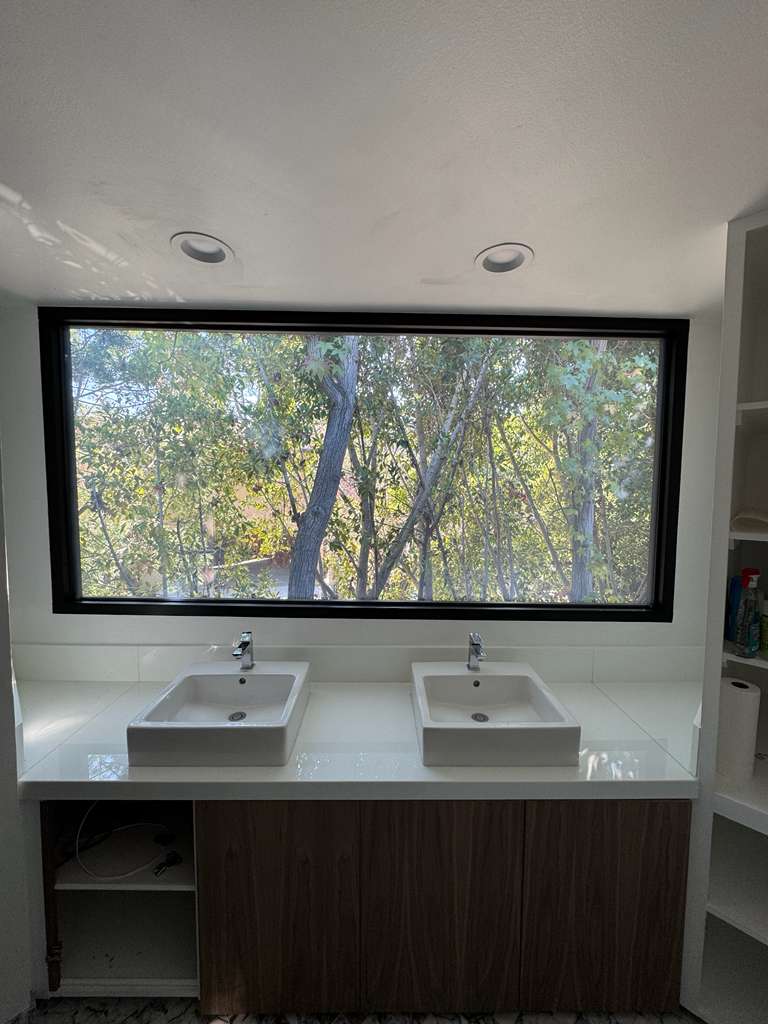 Large Clear Glass Bathroom Window