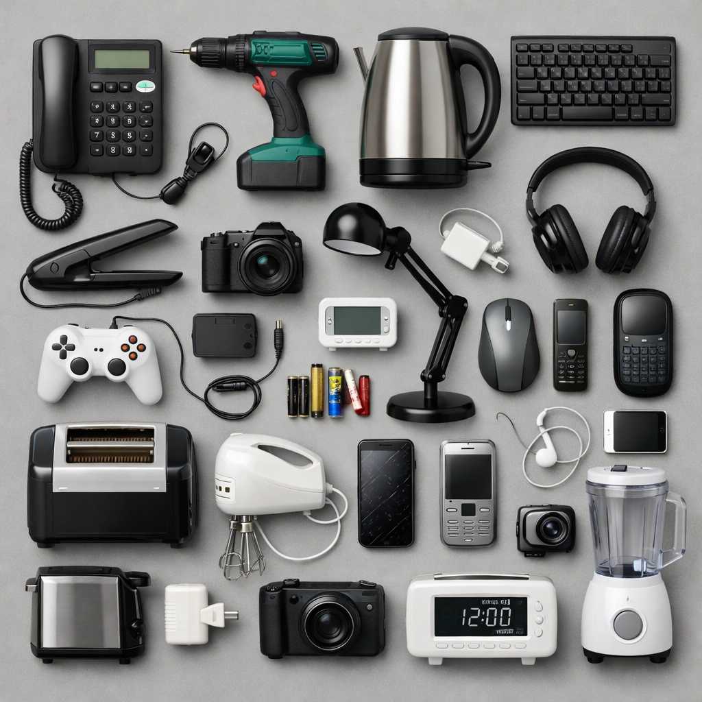 Various types of business e-waste and WEEE items that require proper recycling