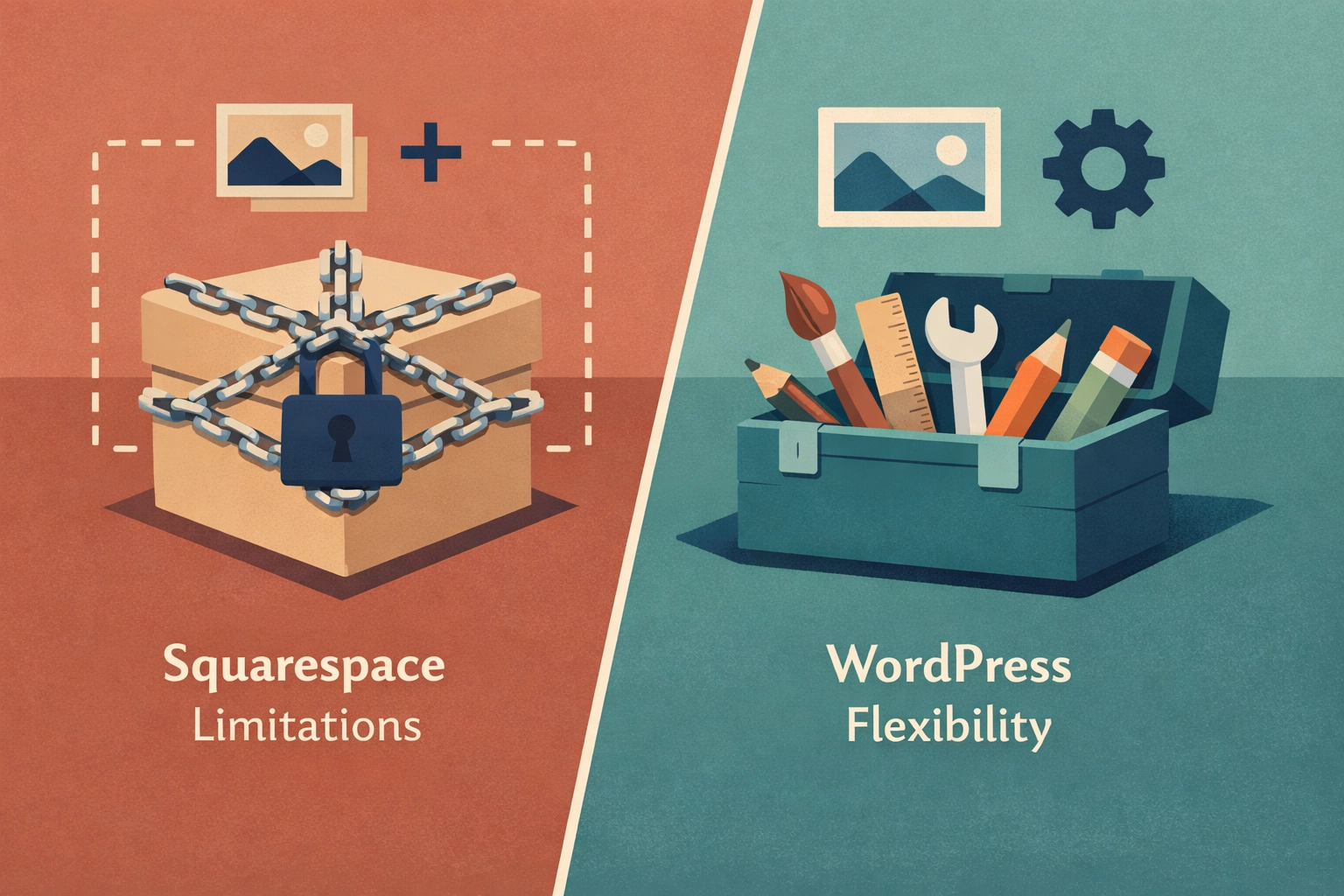 WordPress flexibility compared to Squarespace limitations for website design