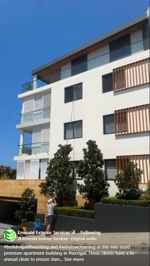 Professional pressure cleaning for Central Coast strata complex exterior (Emerald Exterior Services)