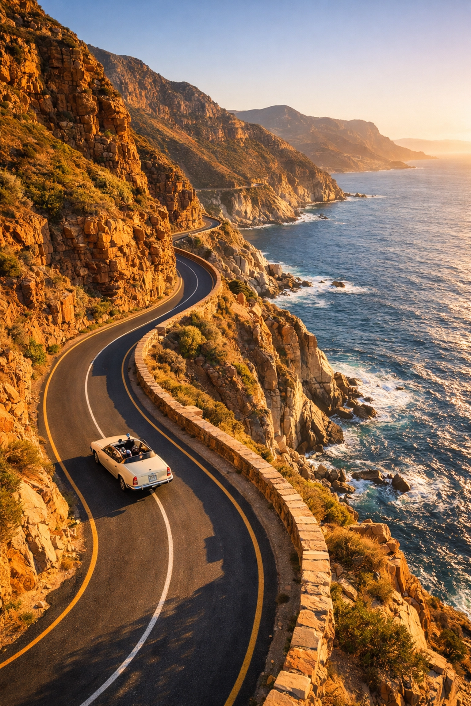 Chapman's Peak Drive coastal road winding above Atlantic Ocean, romantic Cape Town Valentine's route