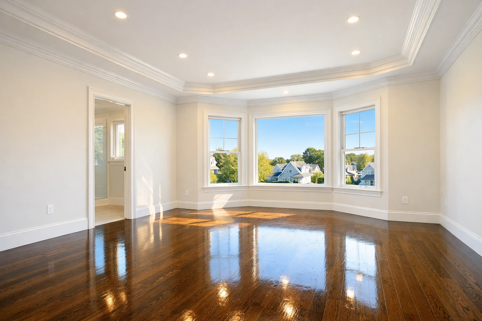 Pristine Newton Highlands master suite after a professional move-in move-out deep cleaning service.