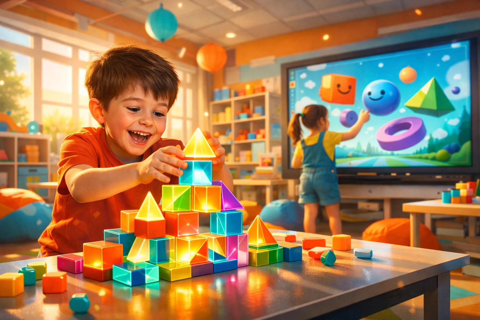 Students using diverse learning stations in an inclusive classroom to support different learning styles.