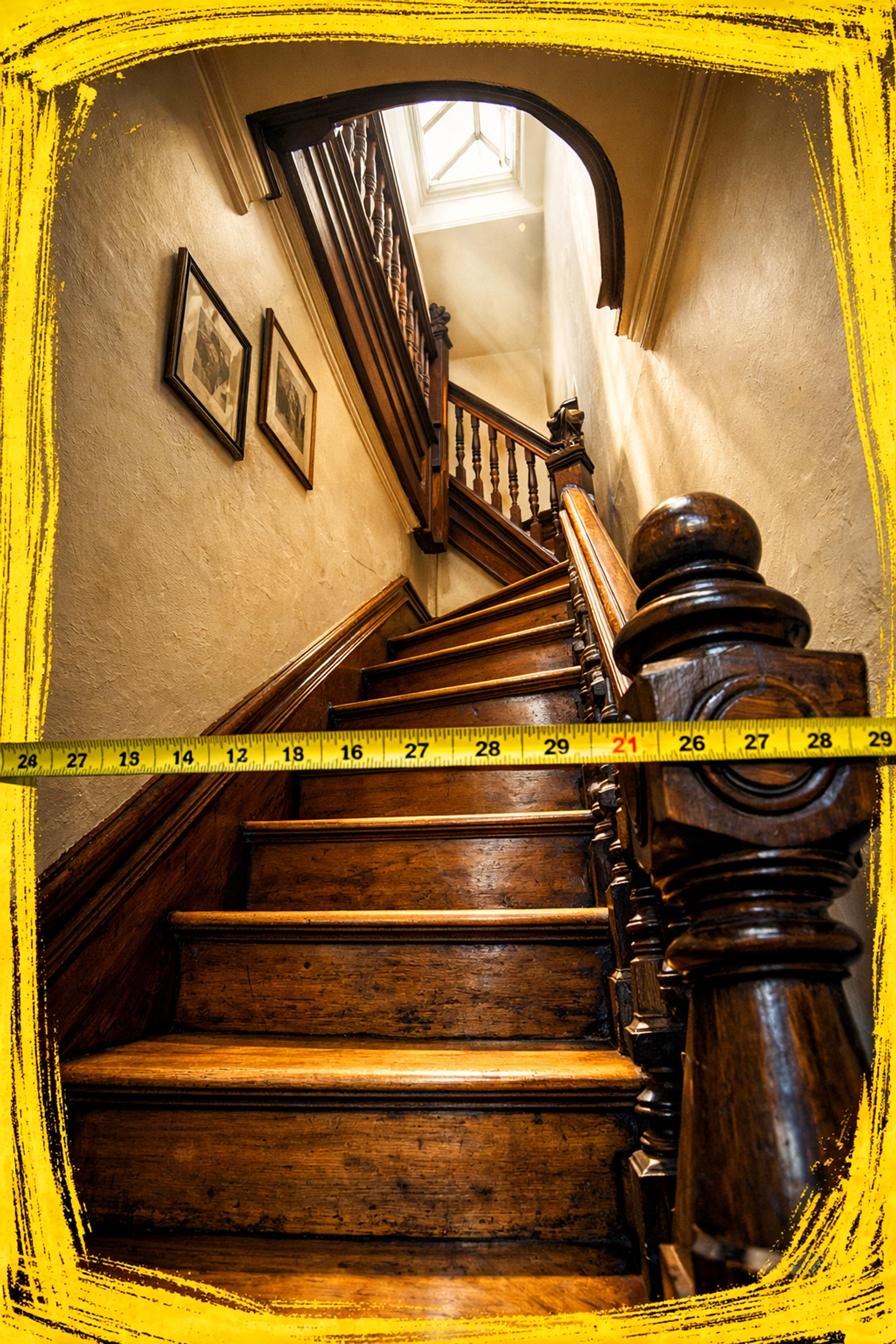 Narrow Victorian staircase in a Philadelphia rowhome showing the challenge of moving furniture upstairs Narrow Victorian staircase in a Philadelphia rowhome showing the challenge of moving furniture upstairs