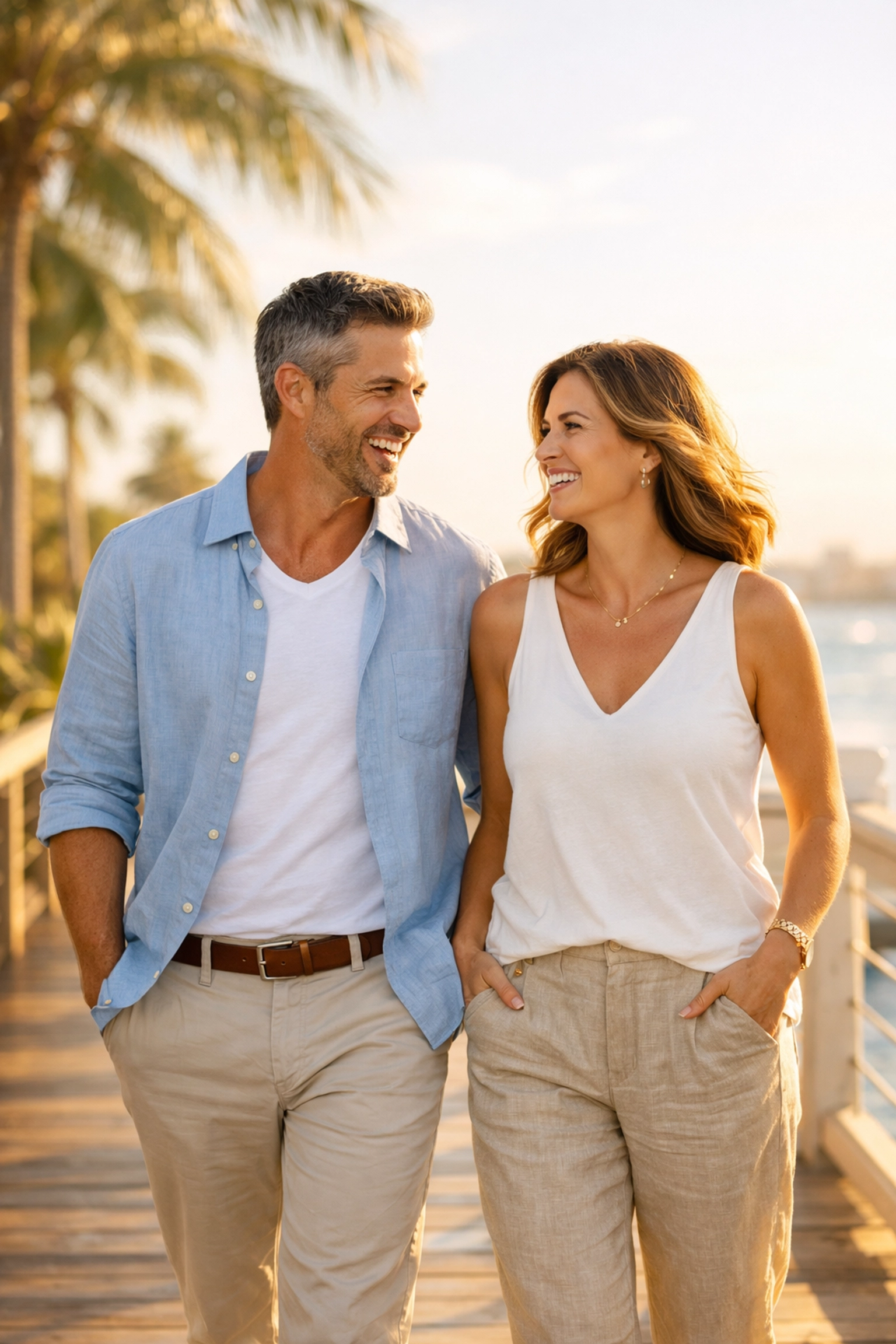 Active couple enjoying metabolic health and energy after medical weight loss in West Palm Beach.