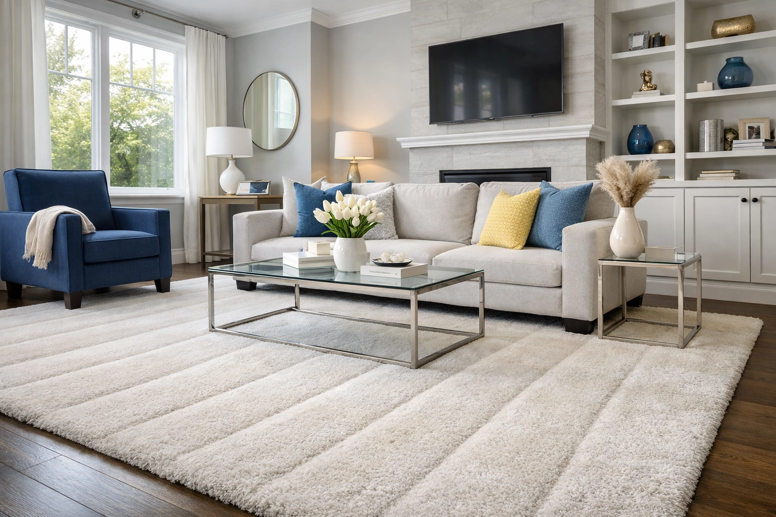 Residential cleaning Natick MA: a serene, tidy living room maintained with recurring weekly service.