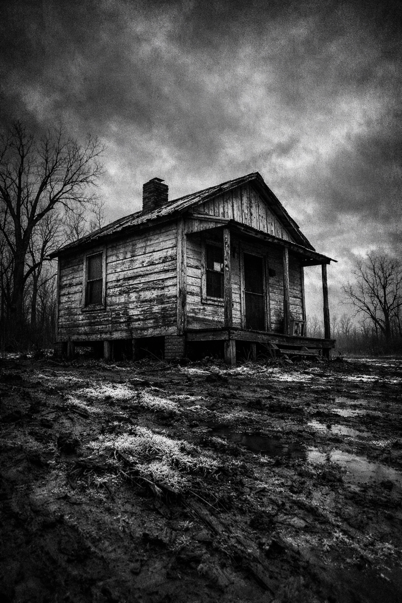 Elvis Presley's childhood shotgun house on Old Saltillo Road in the winter of 1938, Tupelo, Mississippi.