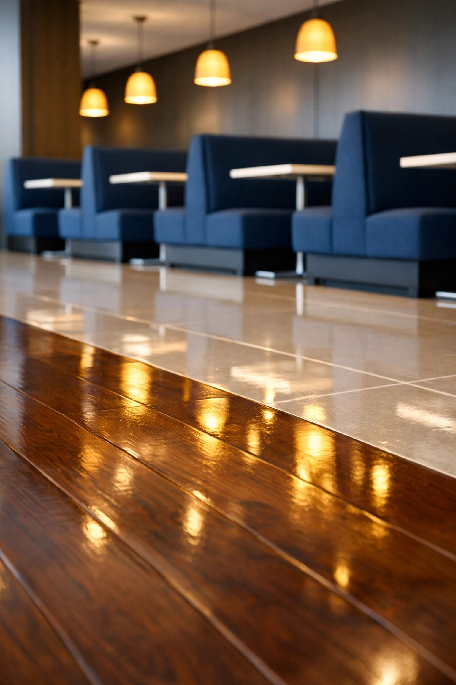 Polished office floors showing systematic care, reflecting the quality of bi weekly house cleaning standards.