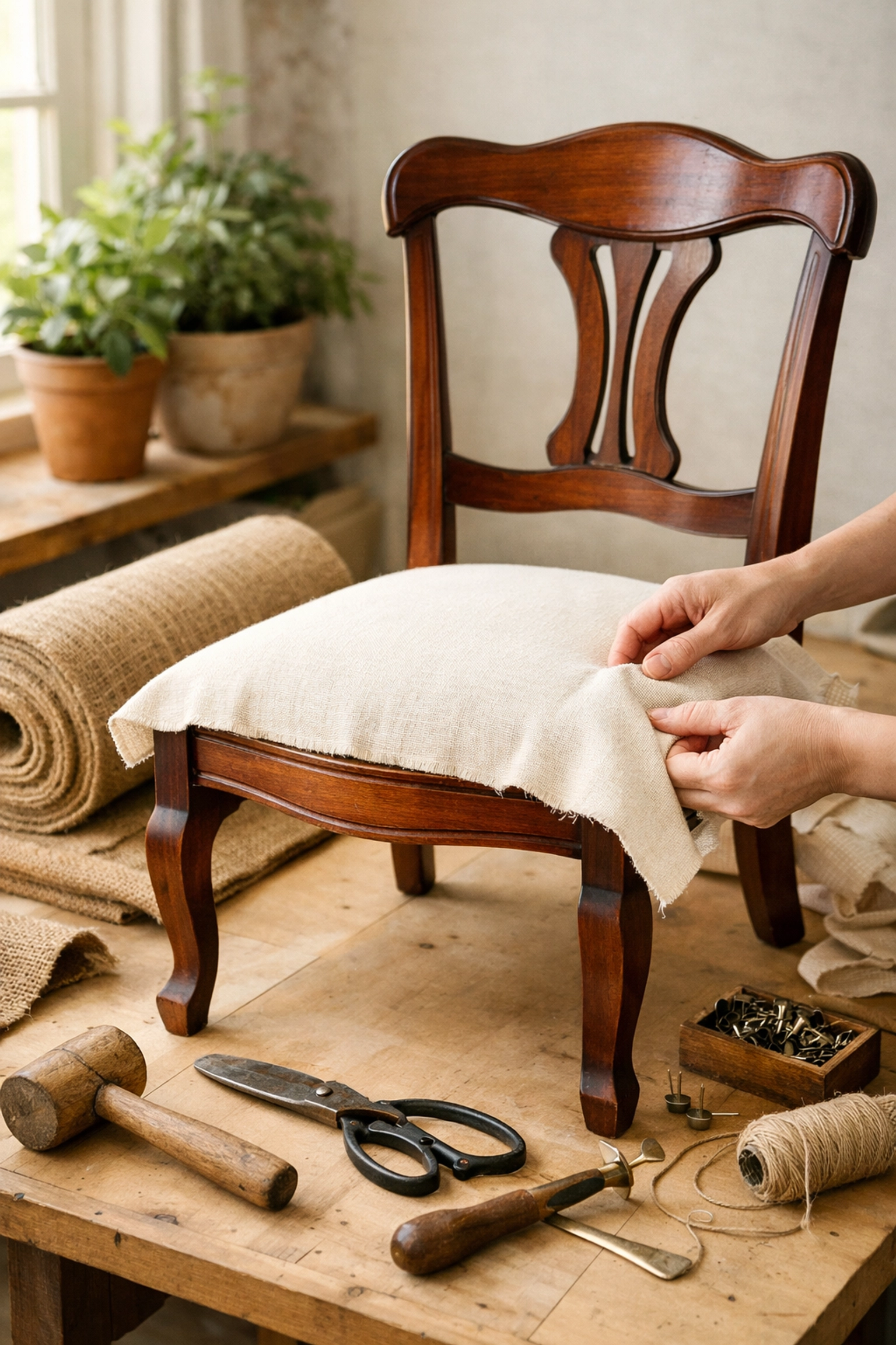 Vintage dining chair restoration showcasing sustainable home remodeling in Orlando