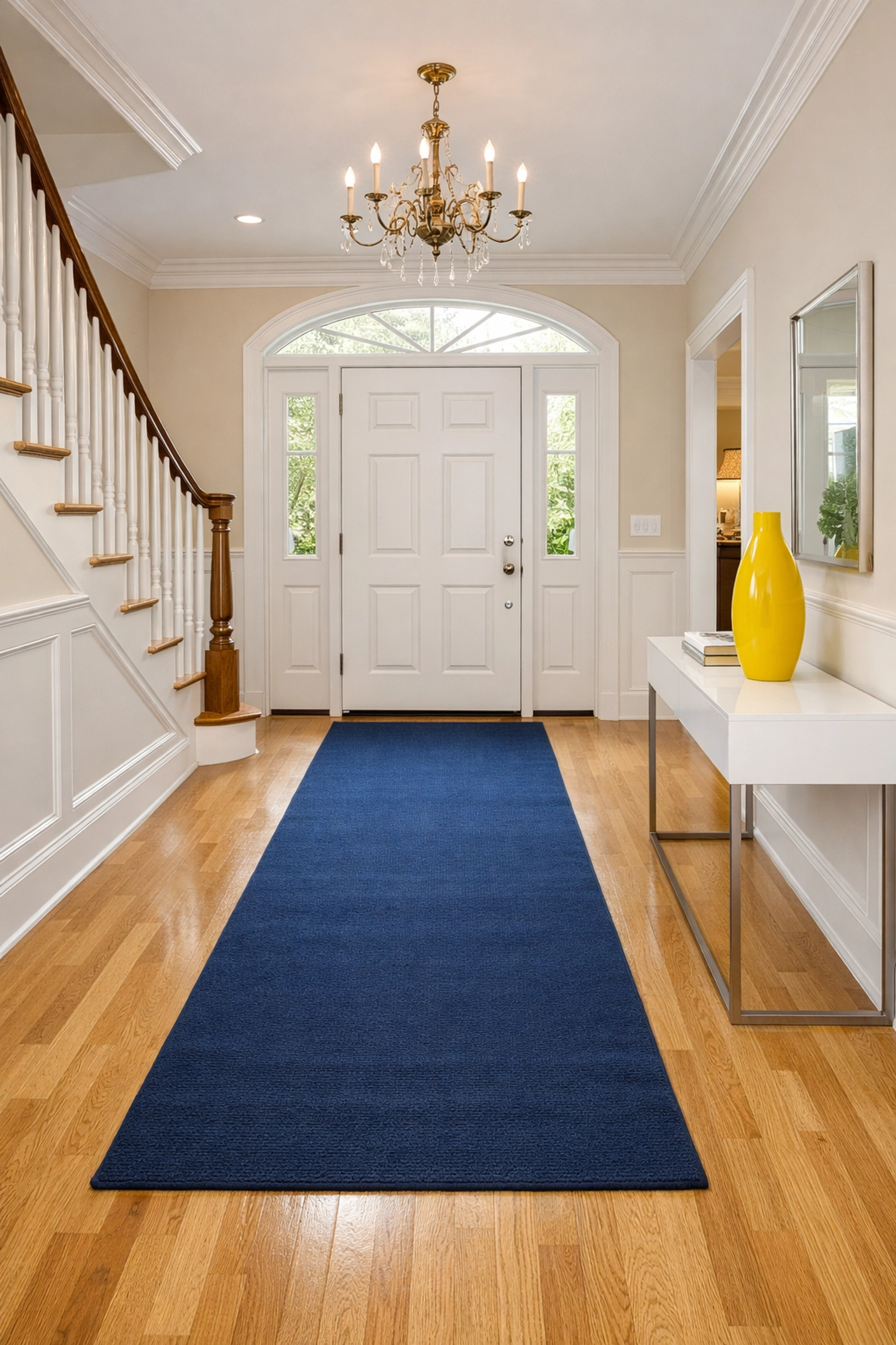 A clean, guest-ready residential entryway in Natick featuring sanitized hardwood floors and a fresh atmosphere.