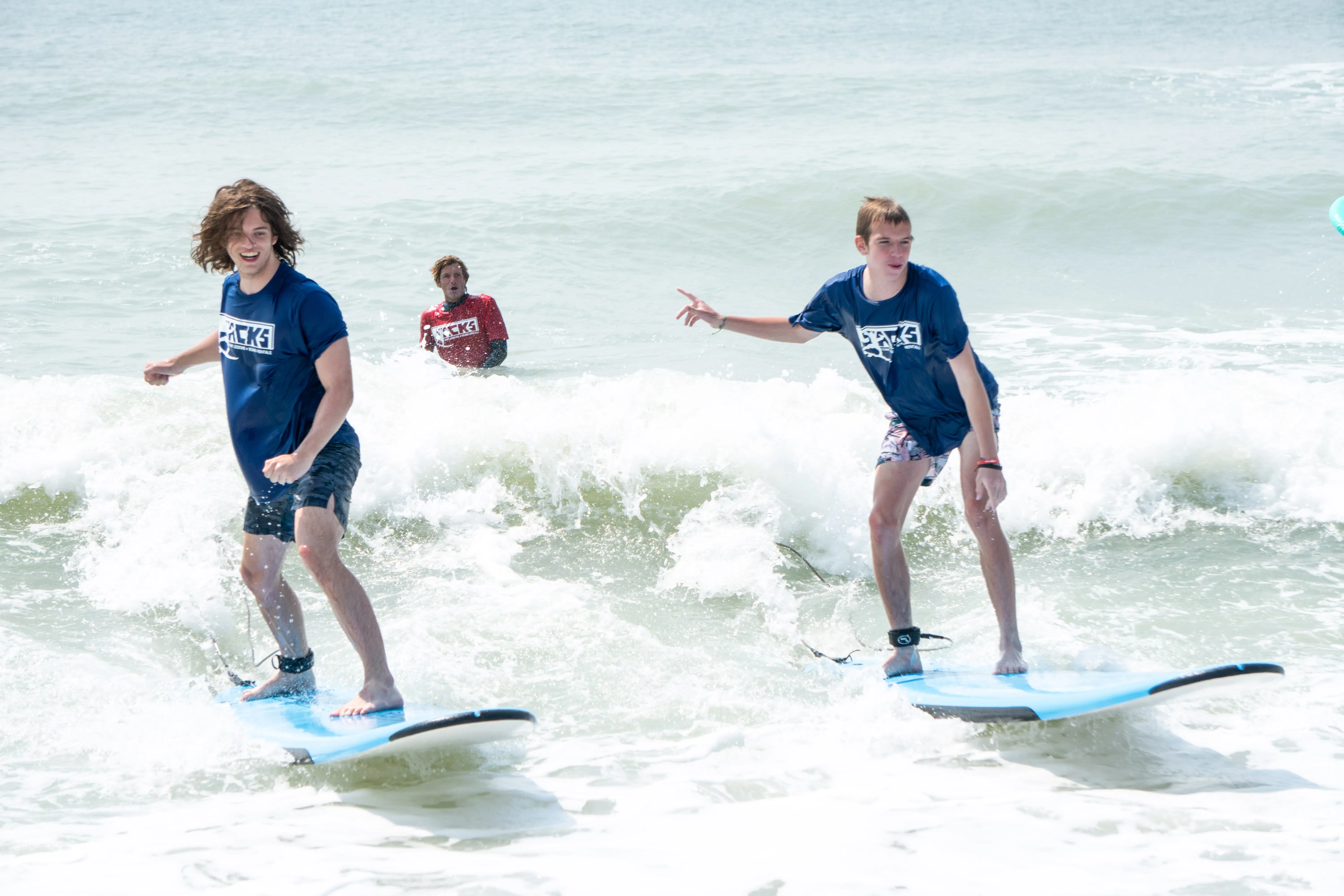 two brothers surfing in myrtle beach