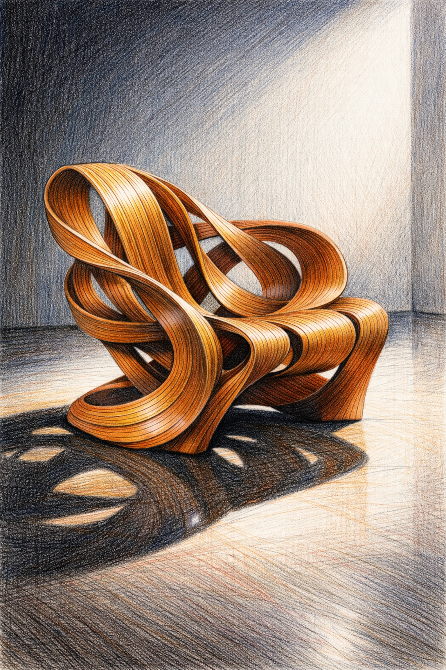 Sculptural wooden designer chair representing the future of modern luxury hospitality design.