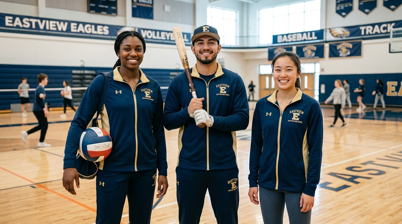 How to Integrate Custom Team Apparel With Your School’s Entire Visual Brand 2 Student athletes from different sports wearing unified school gear