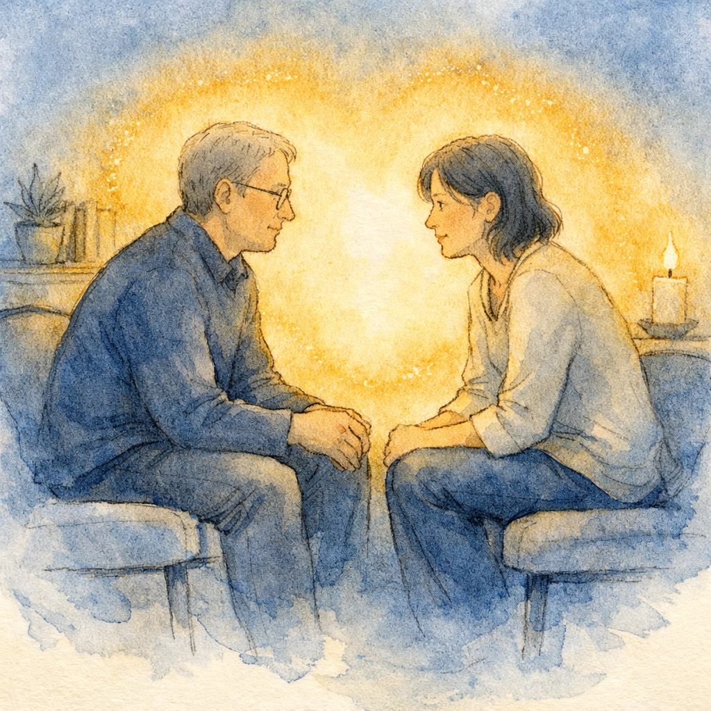 Two people in conversation representing spiritual growth and coaching by Dr. Layne McDonald - www.laynemcdonald.com