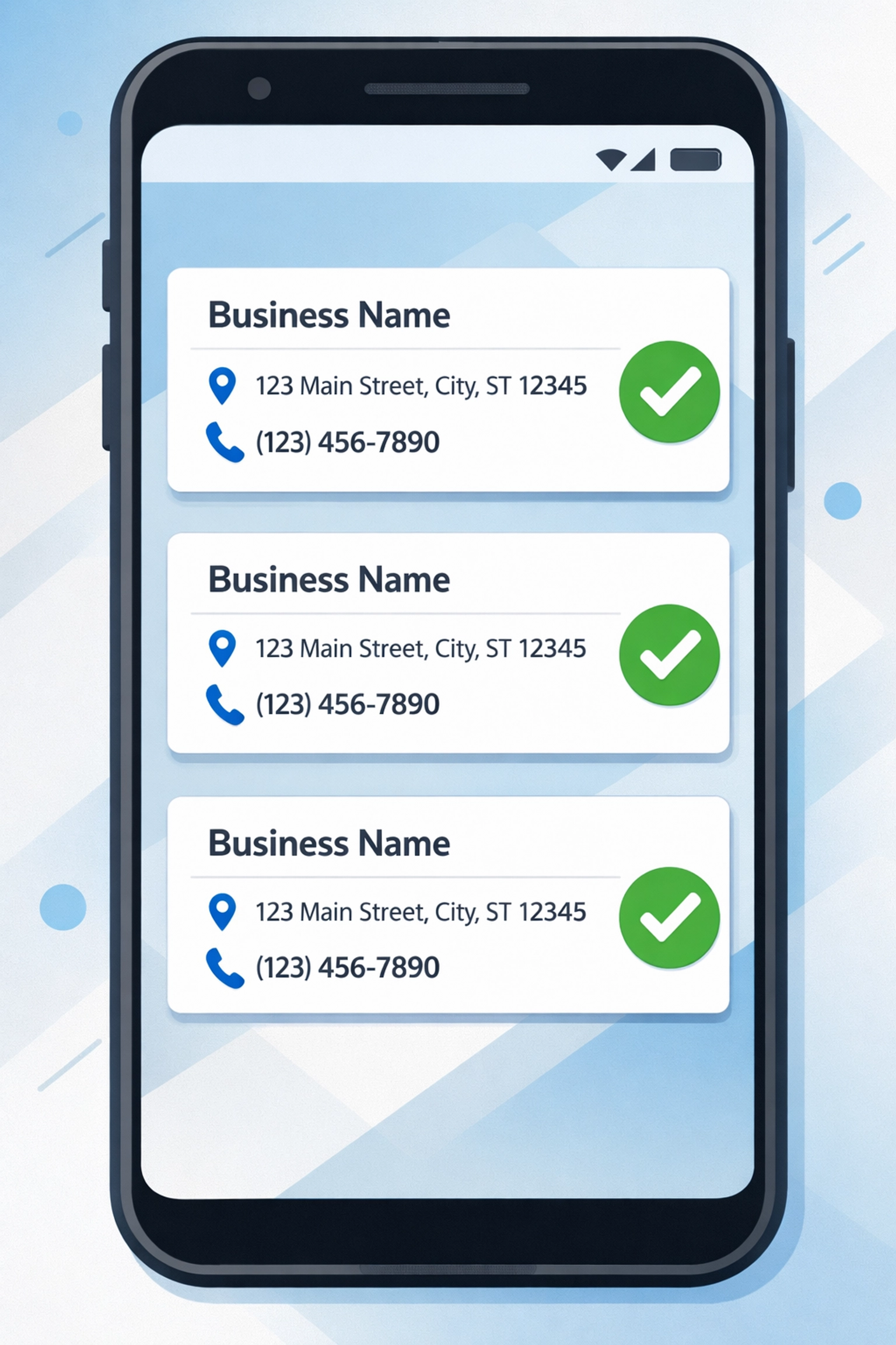 Consistent NAP information across multiple business listings for local SEO