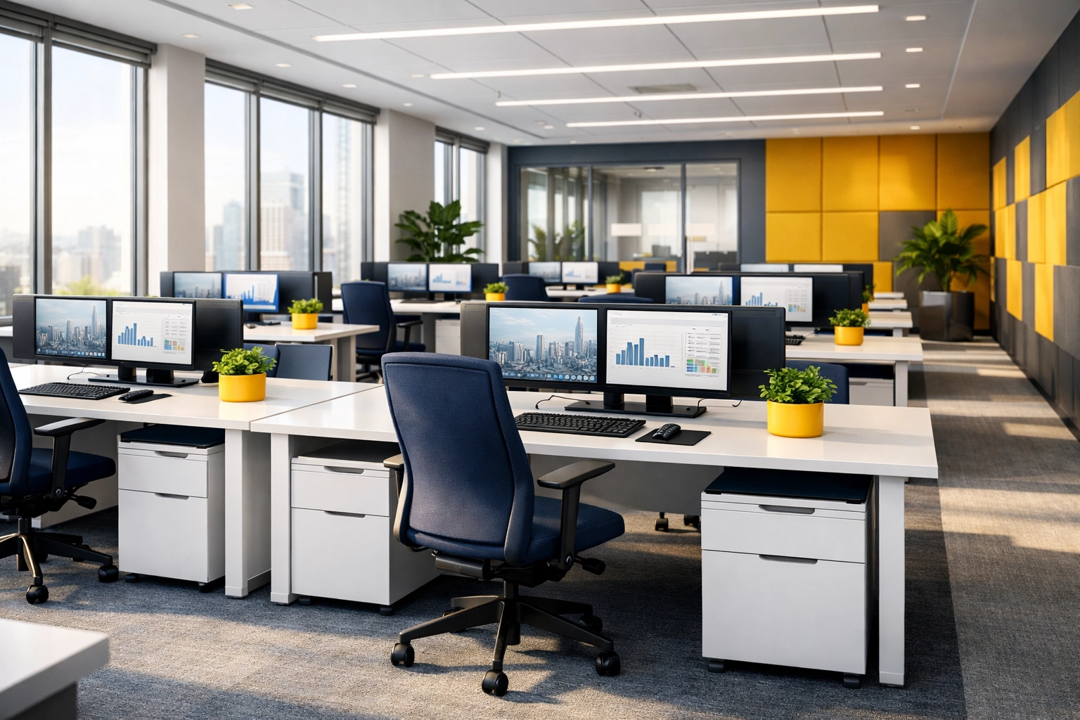 Marlborough office cleaning for high-density workspaces with dust-free desks and professional interiors.
