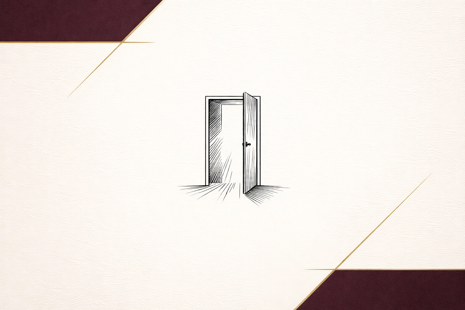 Minimalist sketch of an open door with light streaming through, symbolizing new opportunities and access via IncluHub